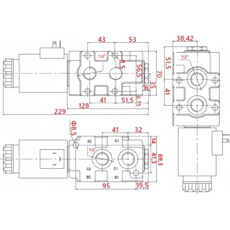 ELEKTROZAWÓR 6/2 DZIELNIK 90L 12V 3 SEKCJA TURA